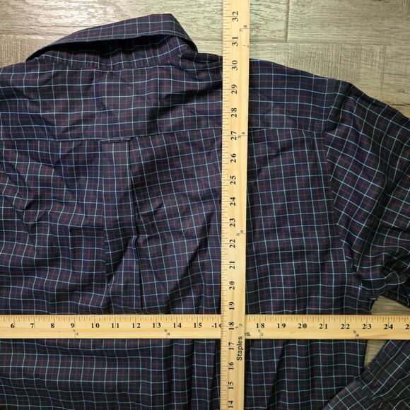 Nautica Slim Fit Non-Iron Button Down Shirt Men’s Large Blue Plaid Long Sleeve - Picture 5 of 7